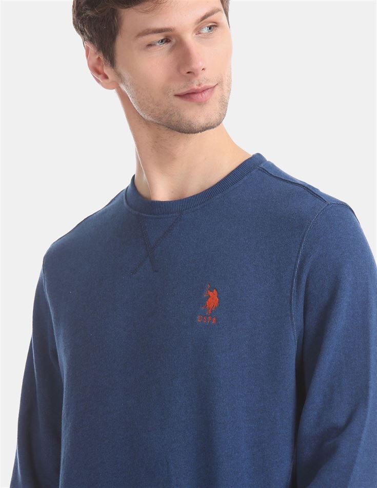 U.S.Polo Association Men'S Casual Wear Solid Blue Sweatshirt